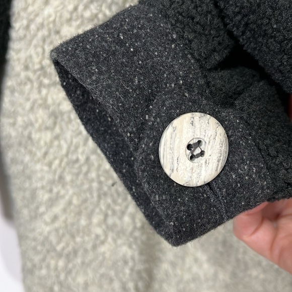 Canvasbacks Lutton & Horsfield Long Sherpa Wool Womens L Coat Jacket Black Gray - Picture 9 of 16